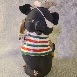 Ucagco Ceramics Japan vintage pirate piggy bank with gold accent and jewel eye